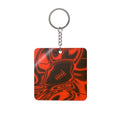 Brown & Orange Trippy Football Square Keychain