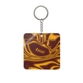 Burgundy & Gold Trippy Football Square Keychain