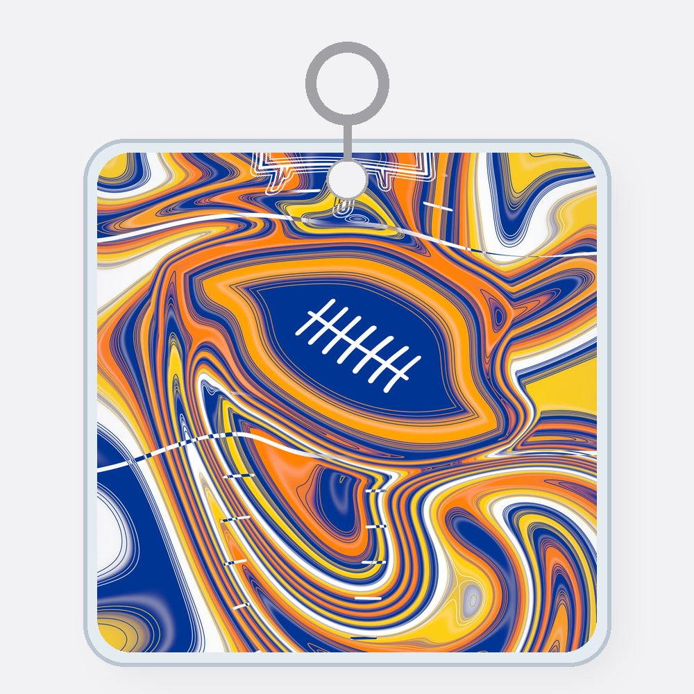 Royal Blue & Yellow Trippy Football Acrylic Keychain