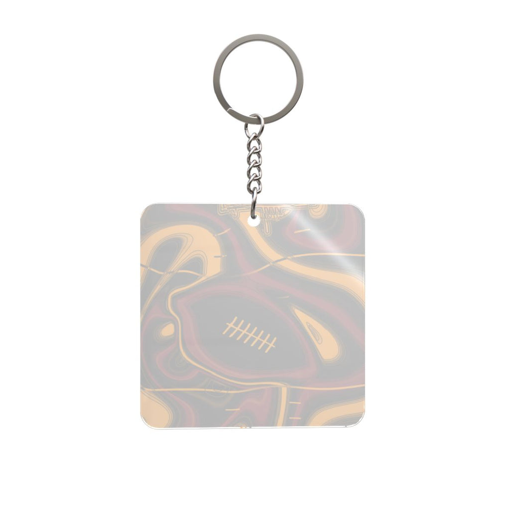 Cardinal Red, Black & Gold Trippy Football Square Keychain