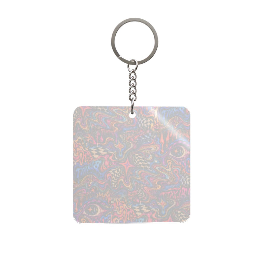 Checker Swirl Square Keychain