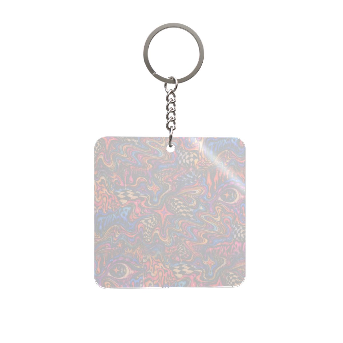 Checker Swirl Square Keychain