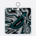 Midnight Green & Silver Trippy Football Acrylic Keychain