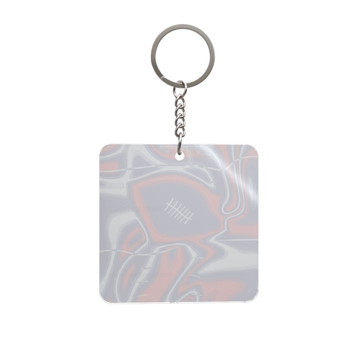 Dark Blue, Red & Gray Trippy Football Square Keychain