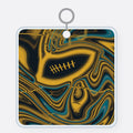 Black, Gold & Teal Trippy Football Acrylic Keychain