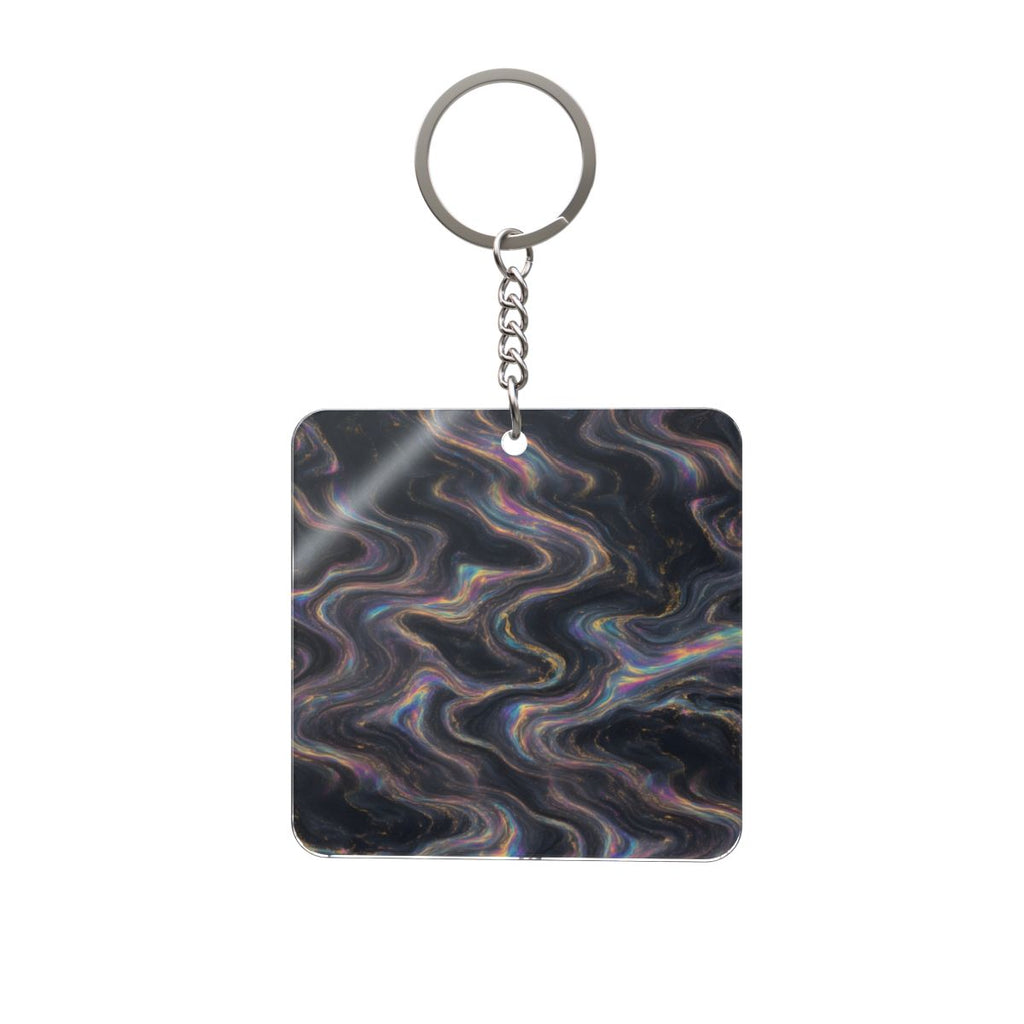 Galaxy Iridescent Marble Square Keychain