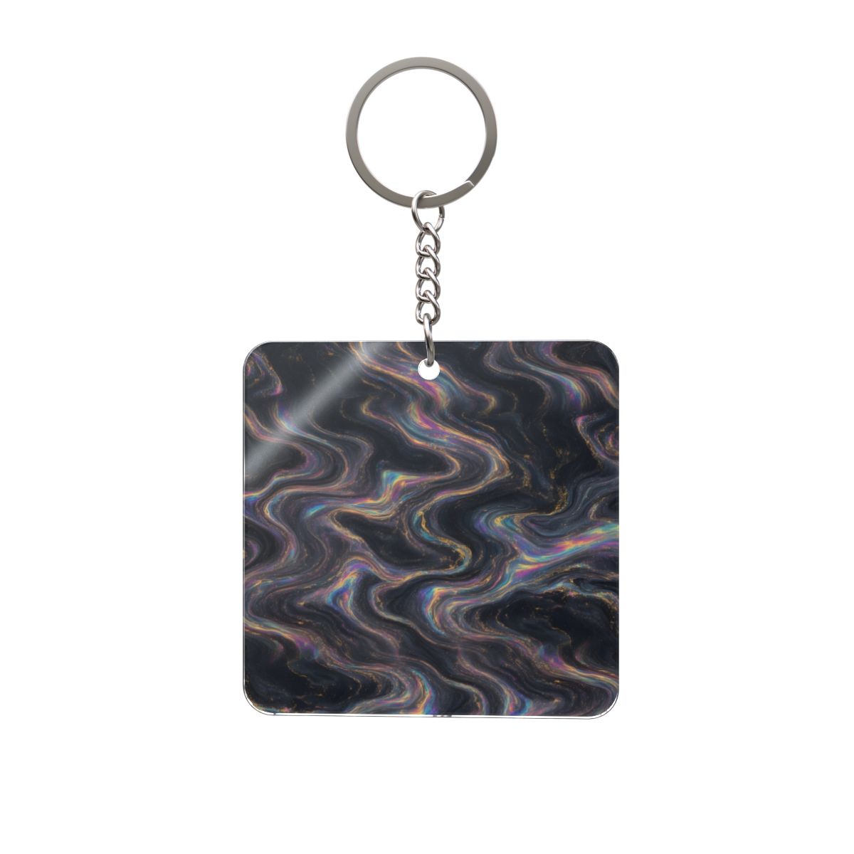 Galaxy Iridescent Marble Square Keychain