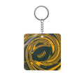 Green & Gold Trippy Football Square Keychain
