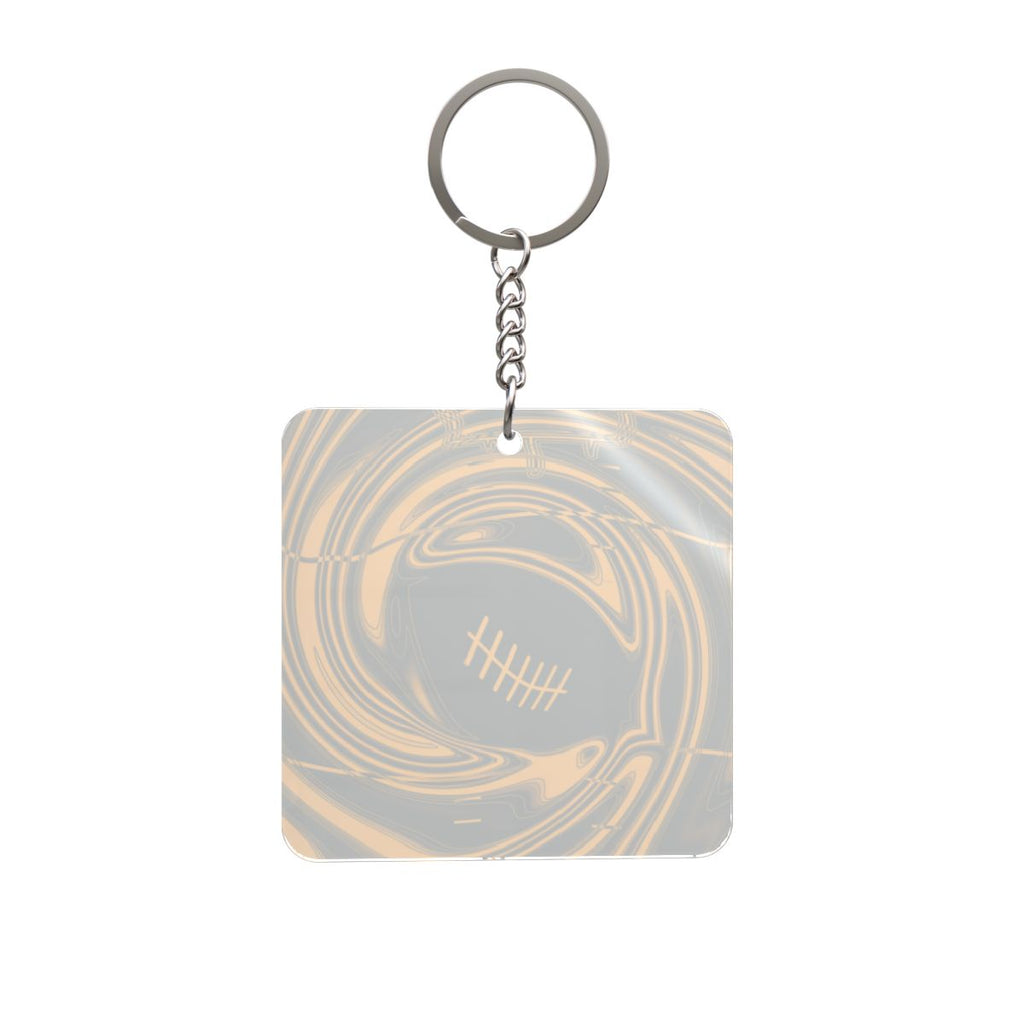 Green & Gold Trippy Football Square Keychain