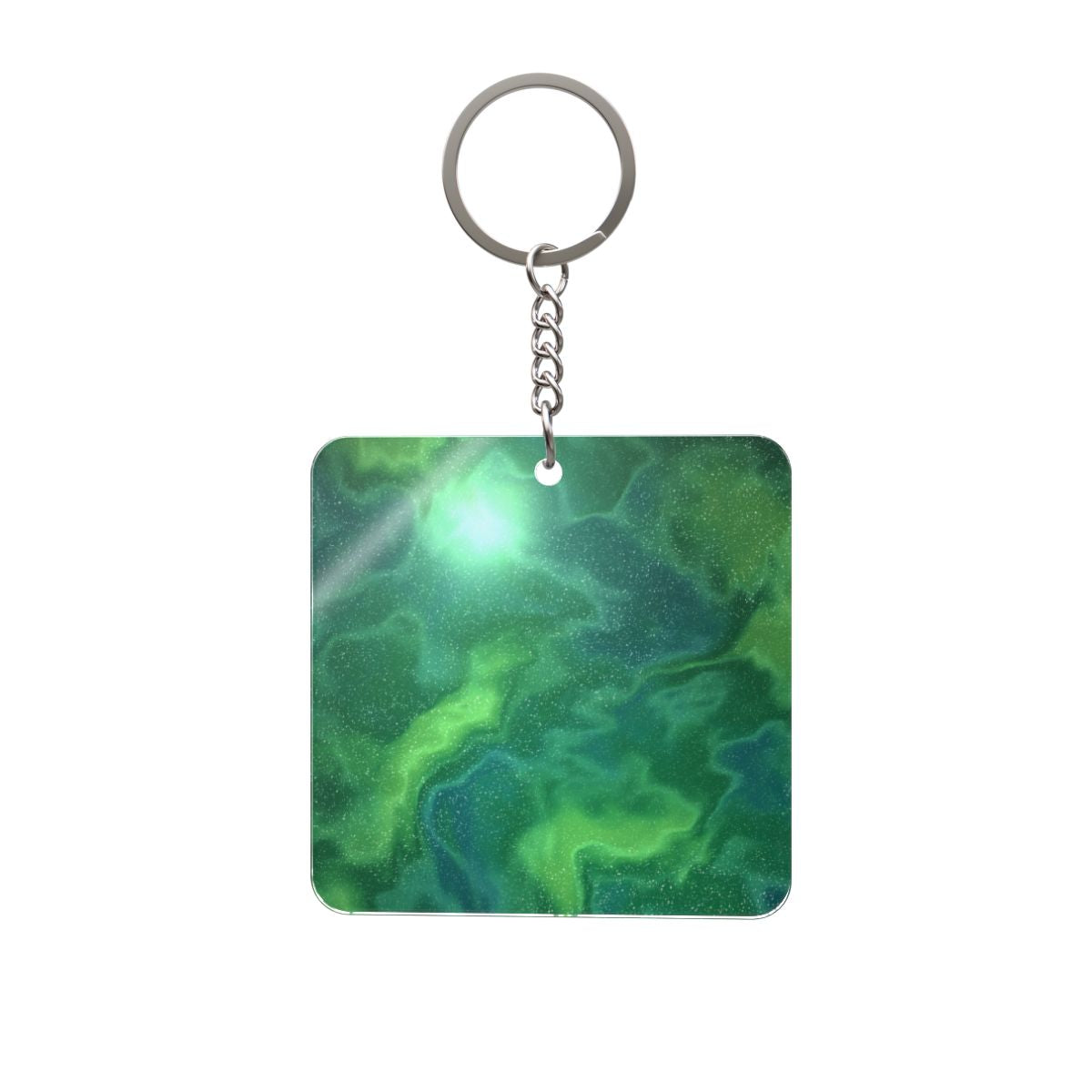 Green Rainbow Dream Square Keychain