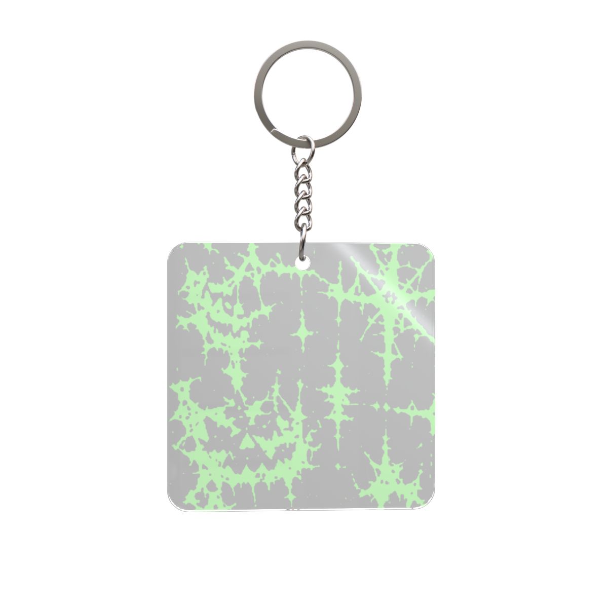 Green Spiderweb Pumpkin Square Keychain