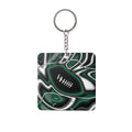Hunter Green & White Trippy Football Square Keychain