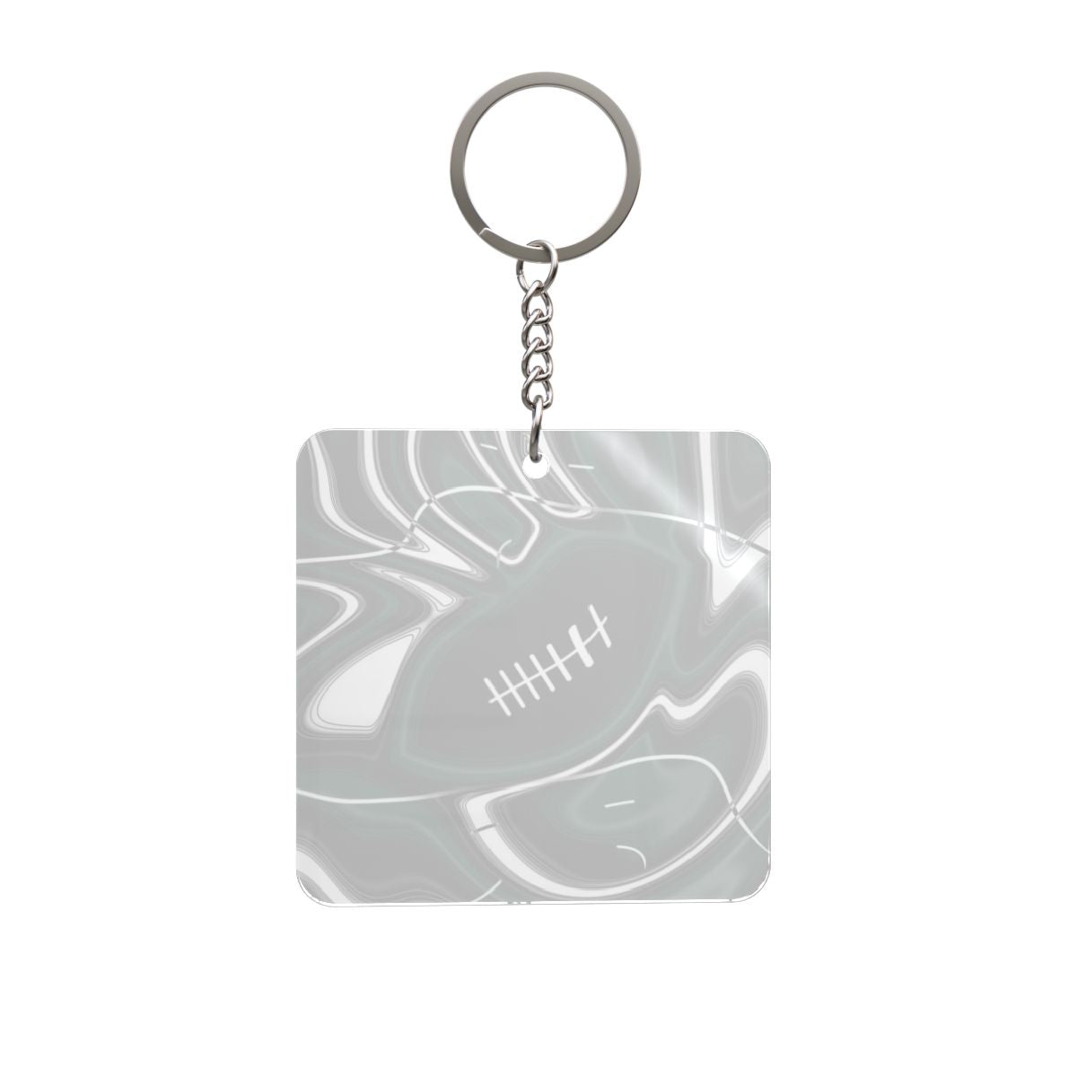 Hunter Green & White Trippy Football Square Keychain