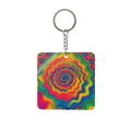 Hypnotic Rainbow Ripple Square Keychain