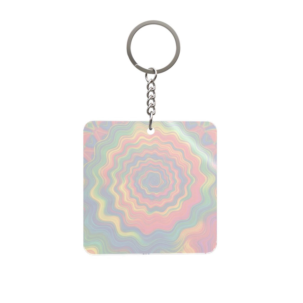 Hypnotic Rainbow Ripple Square Keychain