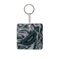 Midnight Green & Silver Trippy Football Square Keychain