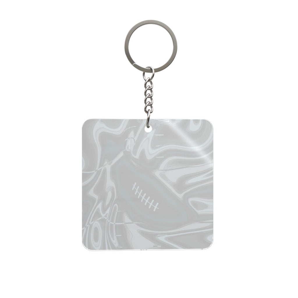 Midnight Green & Silver Trippy Football Square Keychain