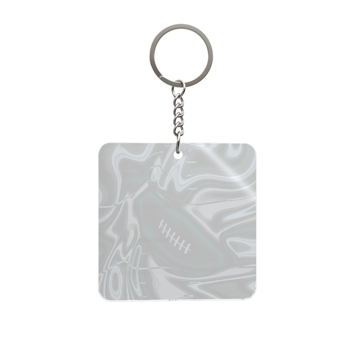 Midnight Green & Silver Trippy Football Square Keychain