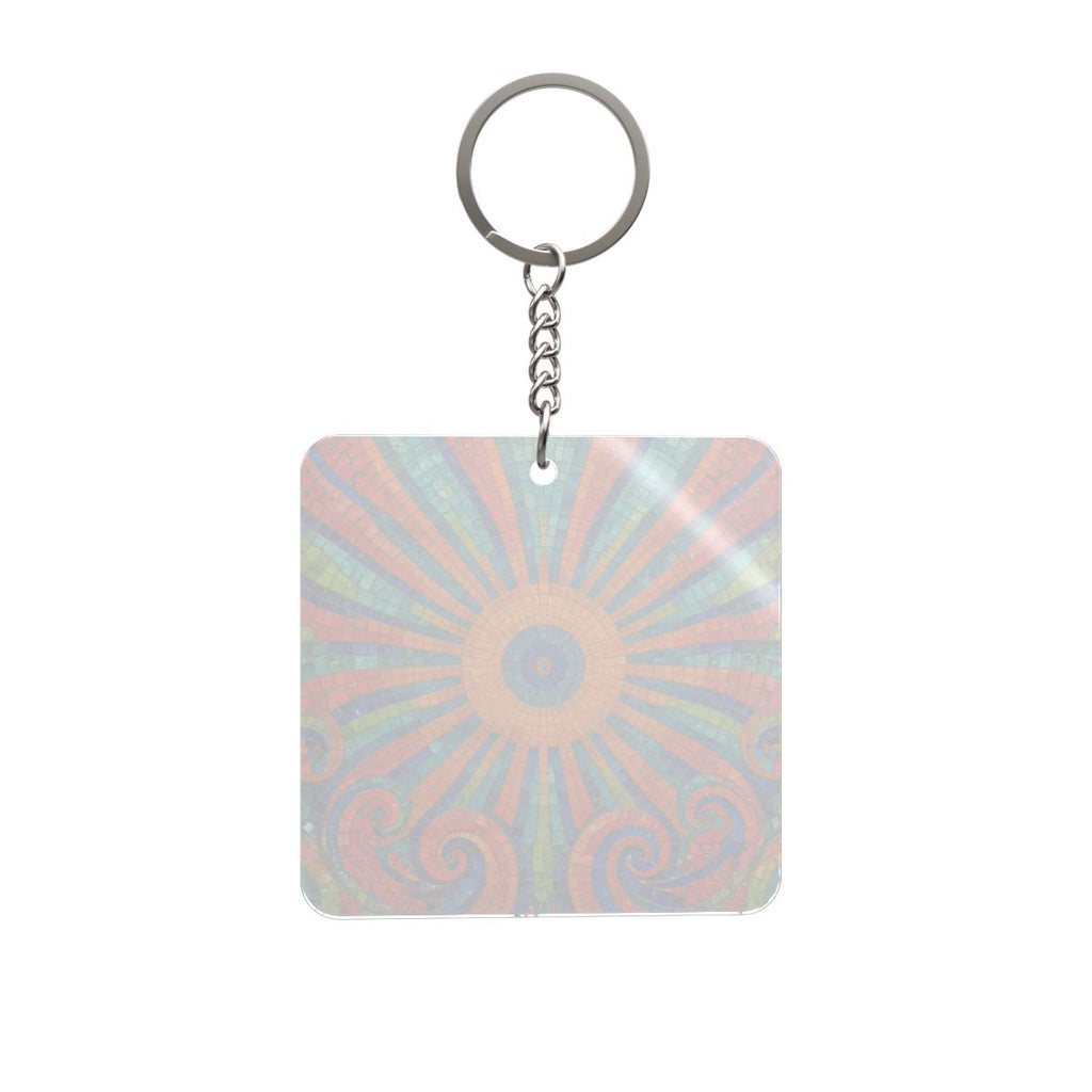 Mosaic Sunburst Square Keychain