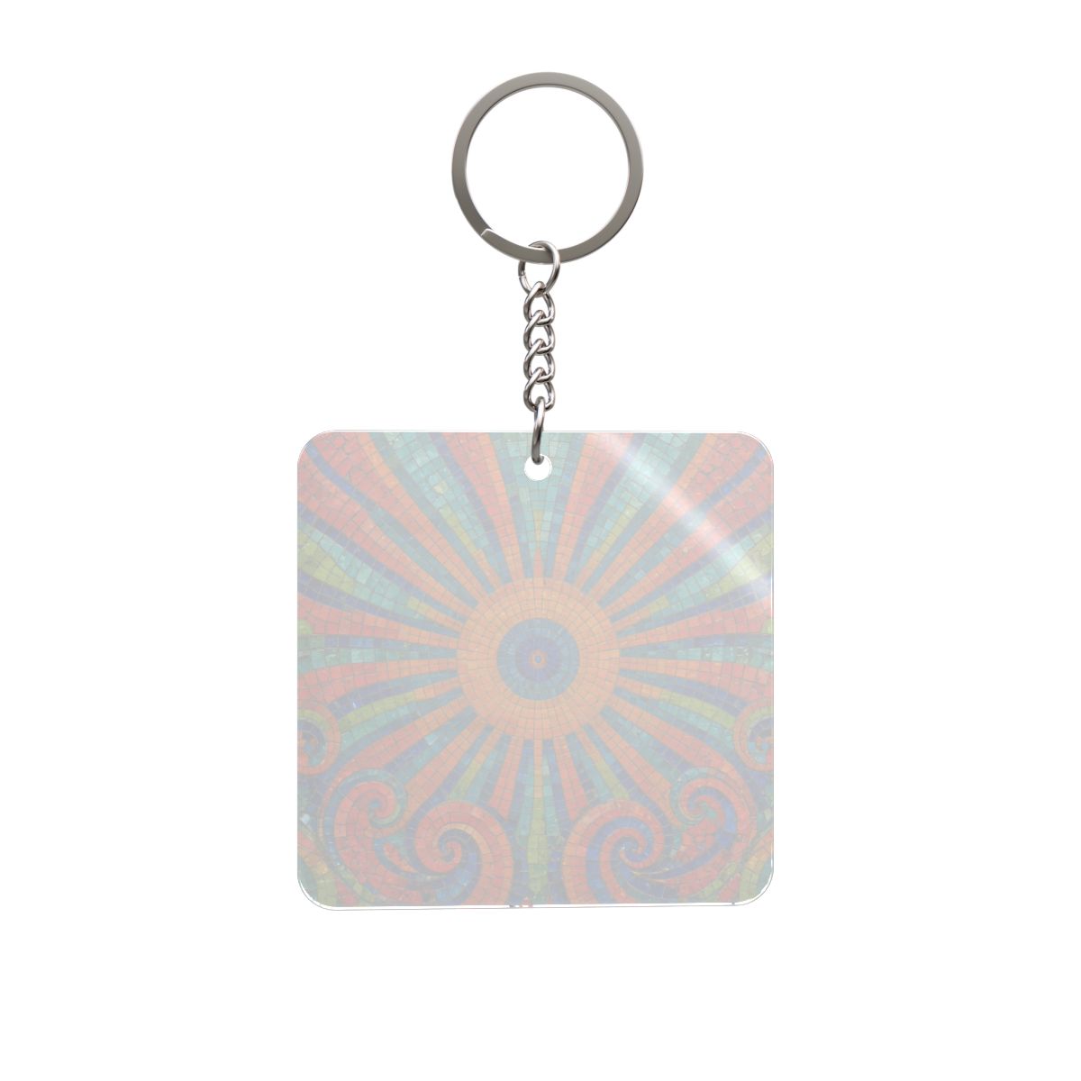 Mosaic Sunburst Square Keychain