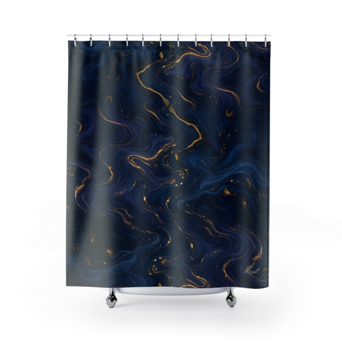 Navy & Gold Marble Shower Curtain