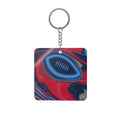 Navy, Light Blue & Red Trippy Football Square Keychain