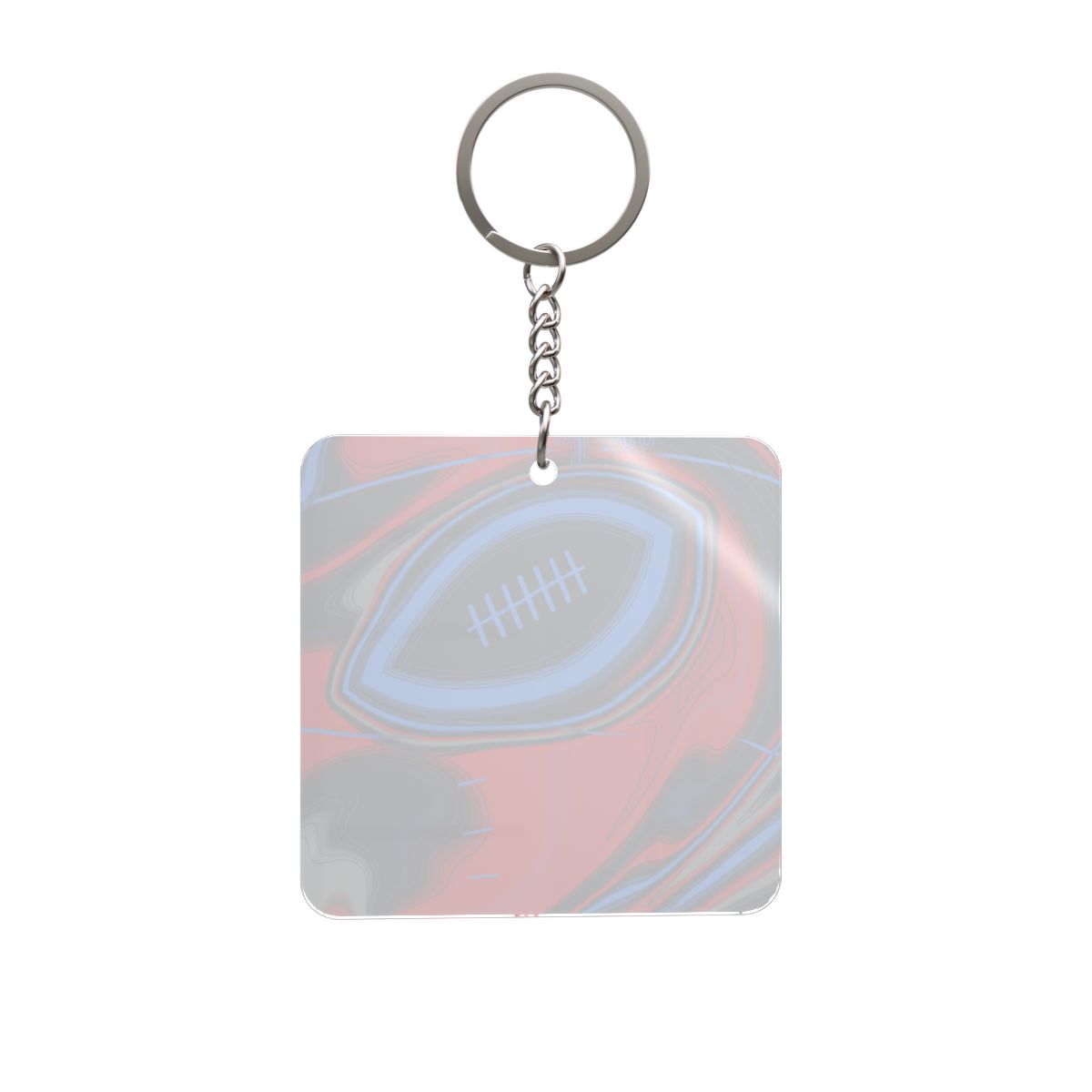 Navy, Light Blue & Red Trippy Football Square Keychain