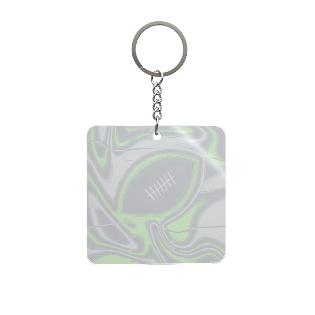 Navy & Neon Green Trippy Football Square Keychain