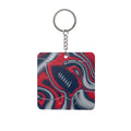 Navy, Red & Silver Trippy Football Square Keychain