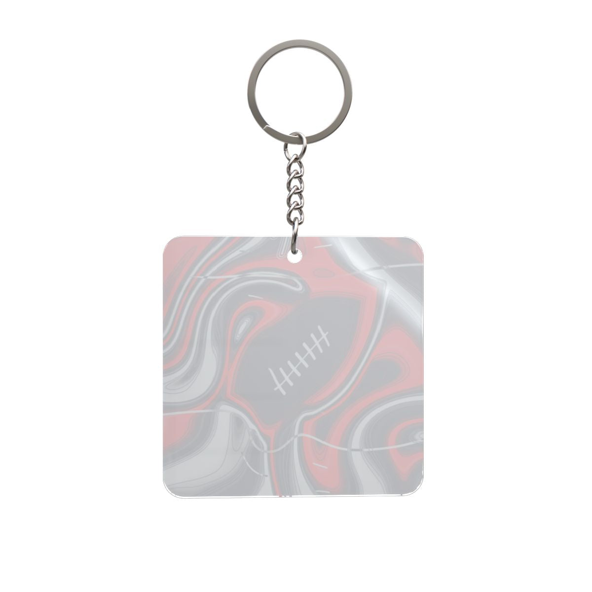 Navy, Red & Silver Trippy Football Square Keychain