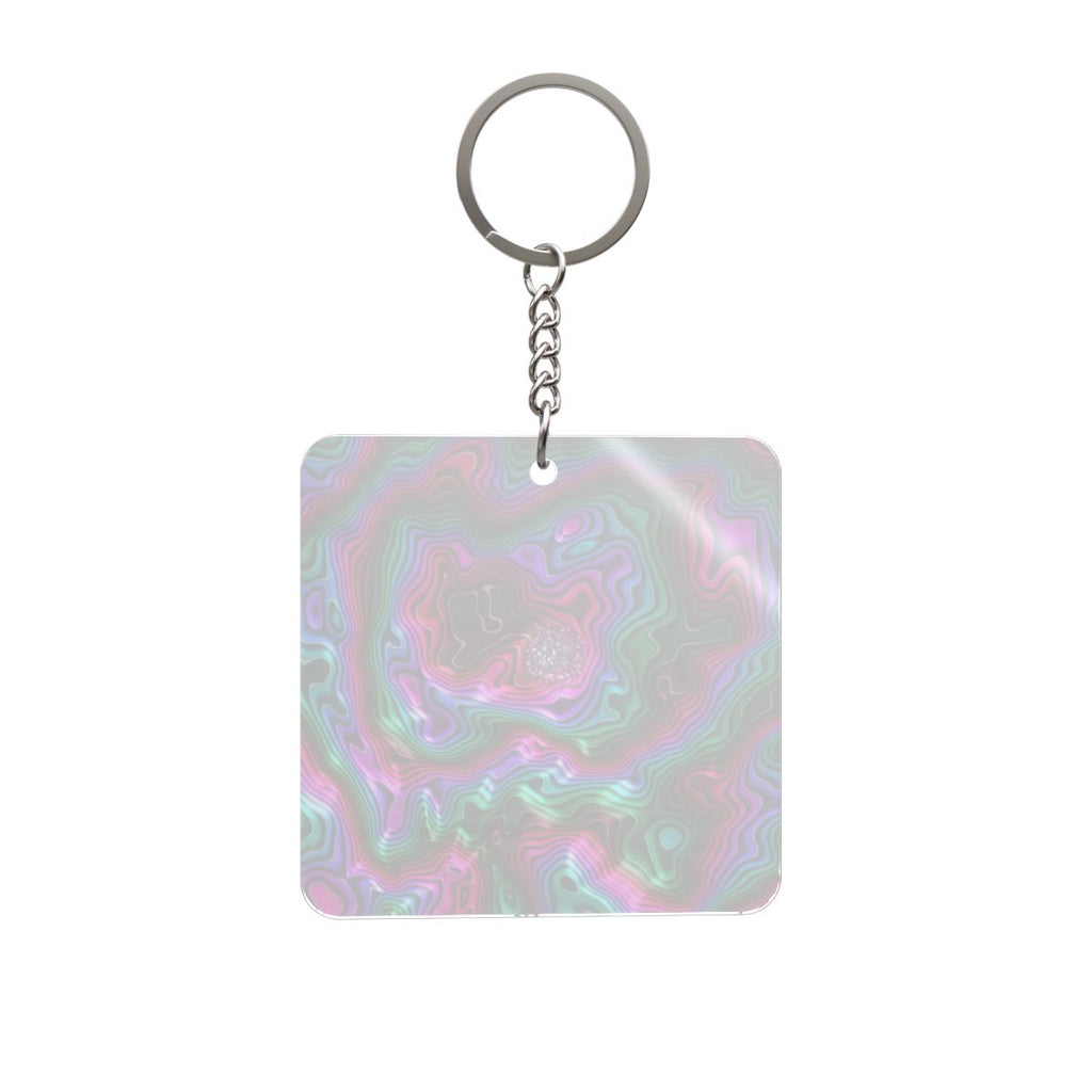 Neon Agate Square Keychain