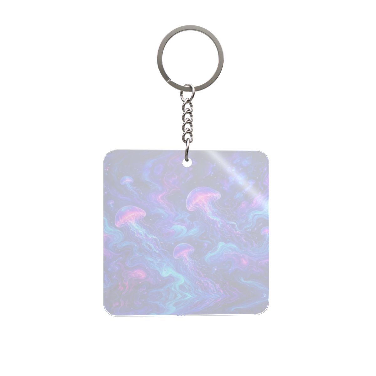 Neon Jellyfish Square Keychain