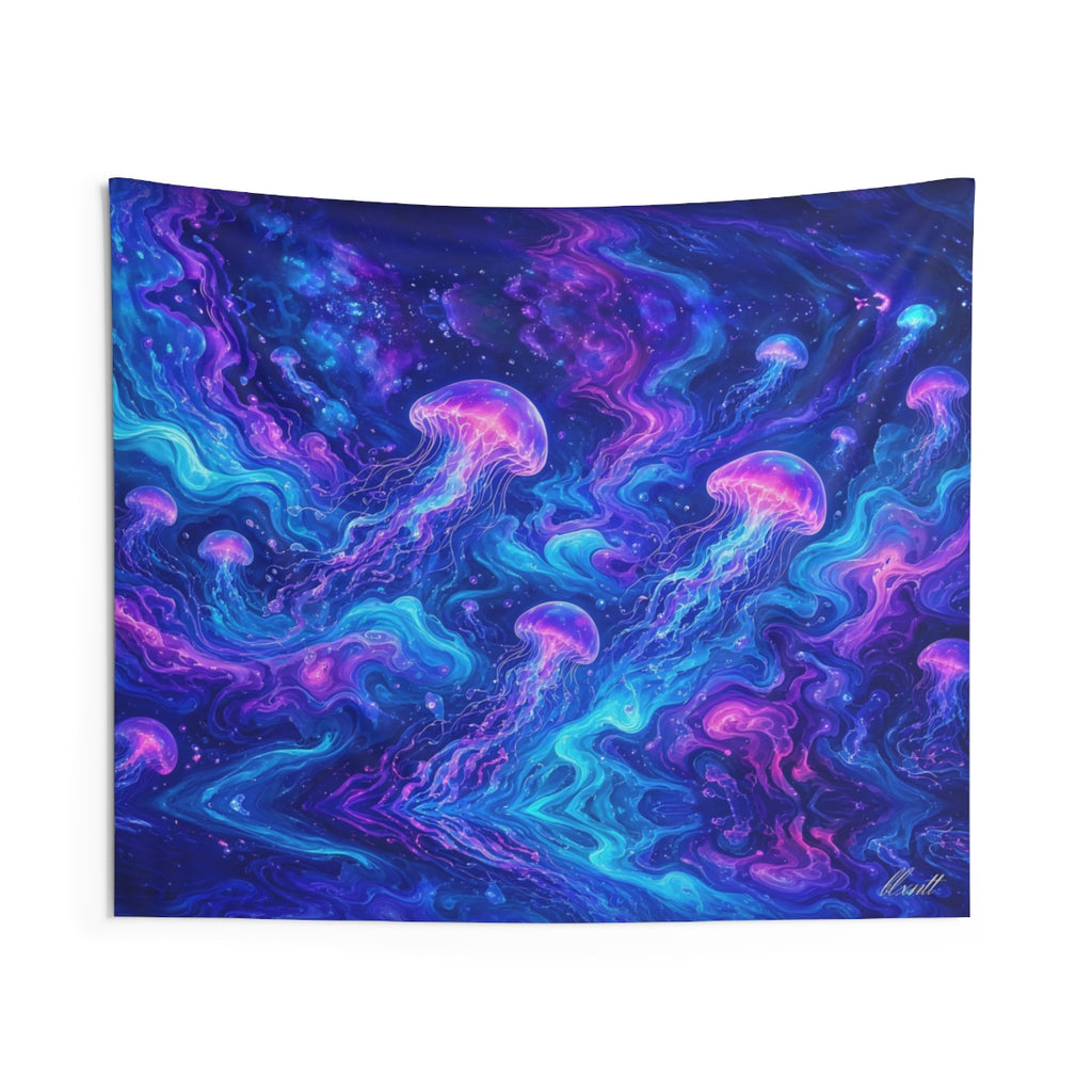 Neon Jellyfish Tapestry