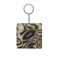 Old Gold & Black Trippy Football Square Keychain