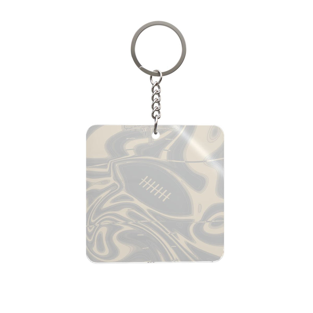 Old Gold & Black Trippy Football Square Keychain