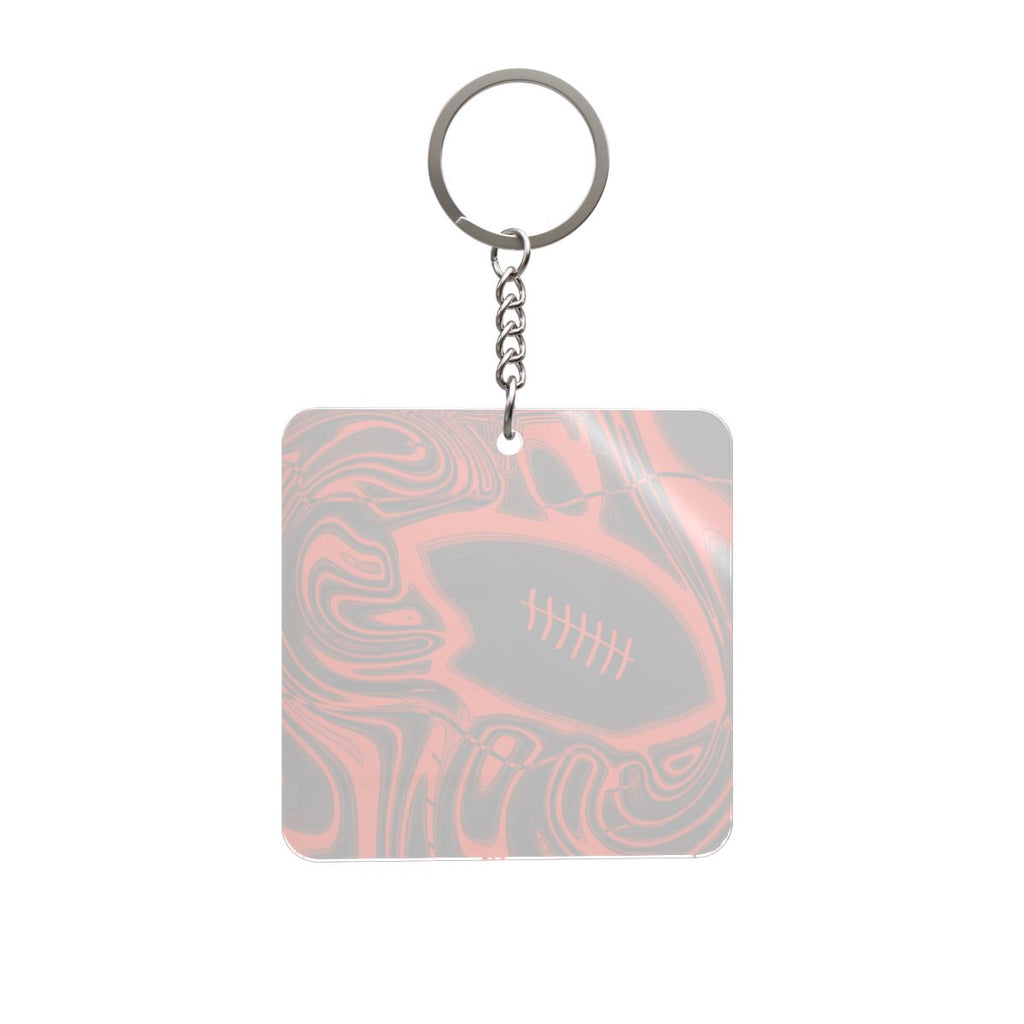Orange & Black Trippy Football Square Keychain