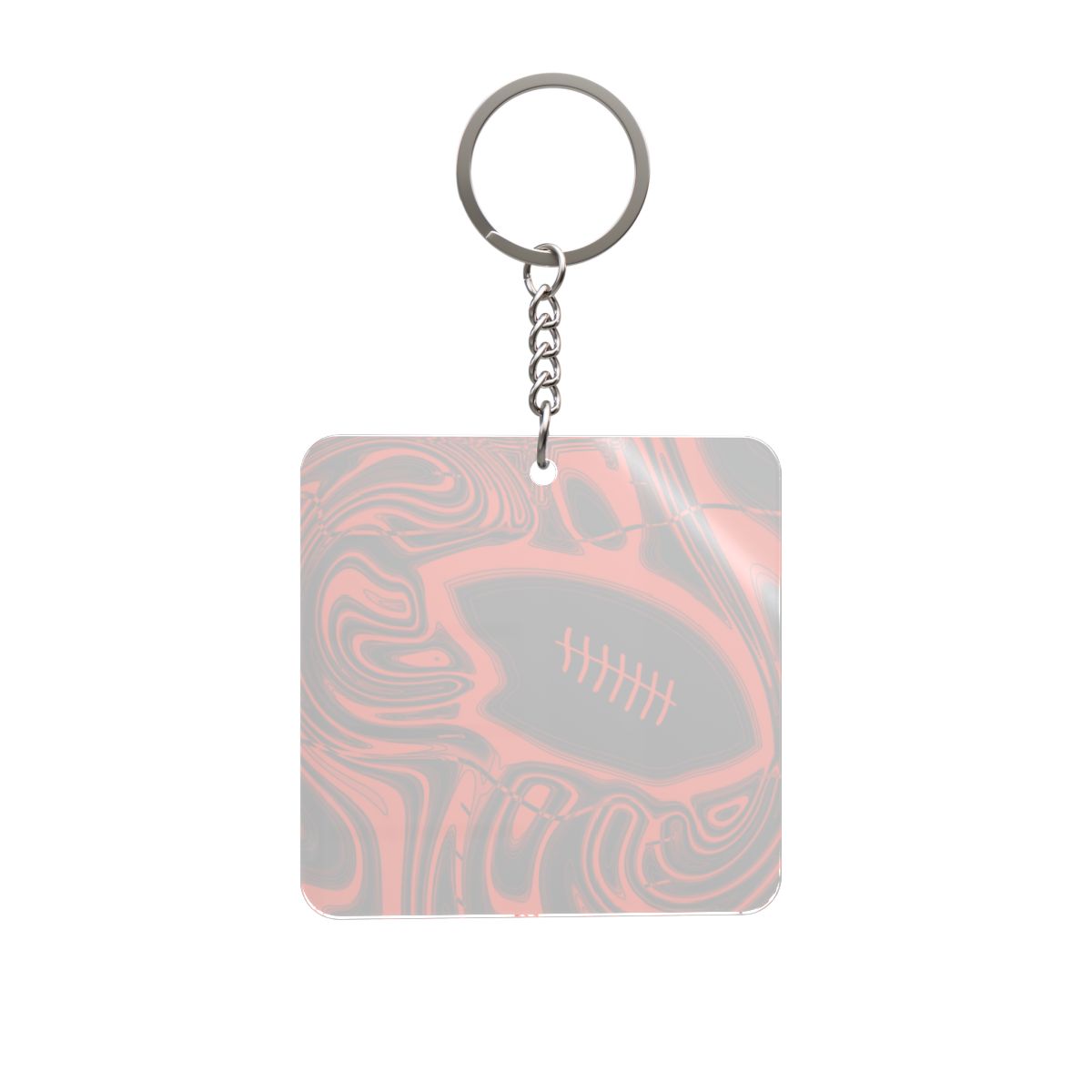 Orange & Black Trippy Football Square Keychain