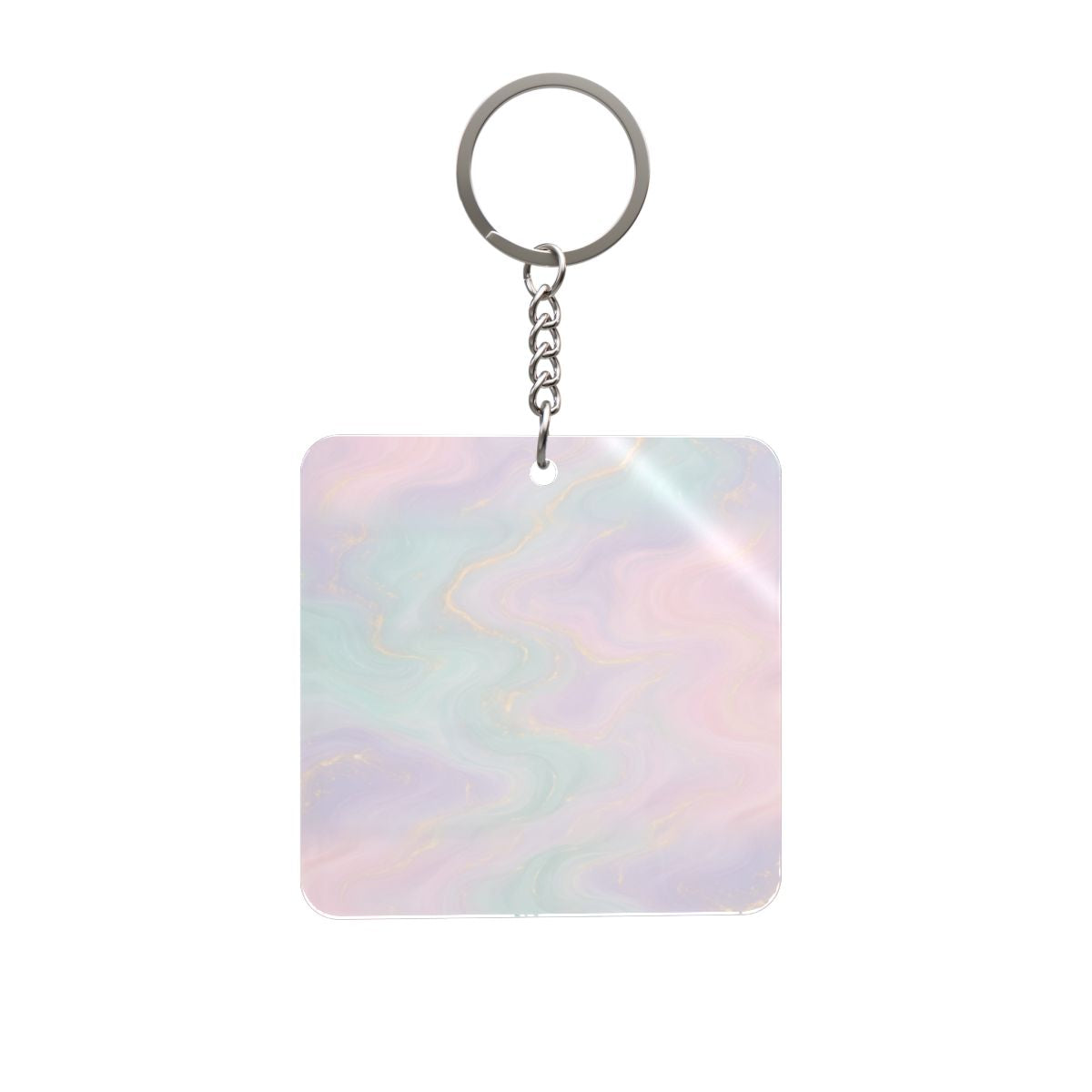 Pastel Marble Square Keychain