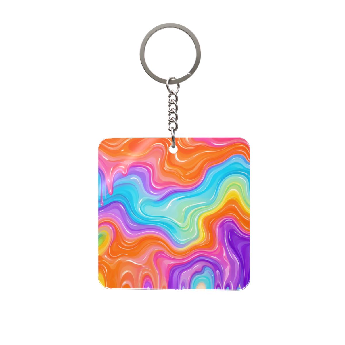 Rainbow Melt Square Keychain