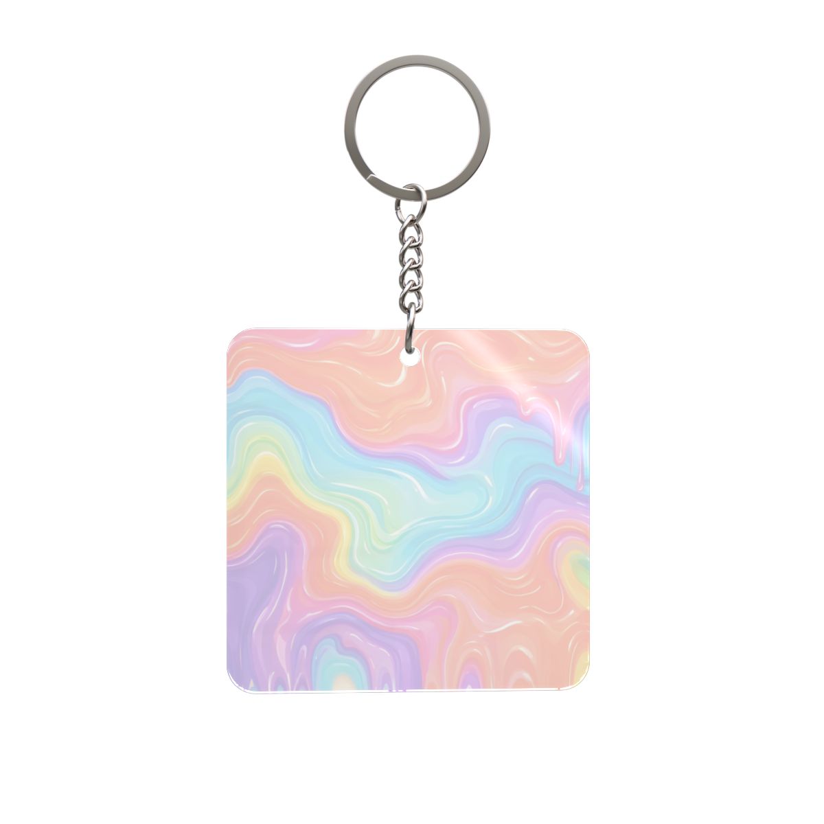 Rainbow Melt Square Keychain