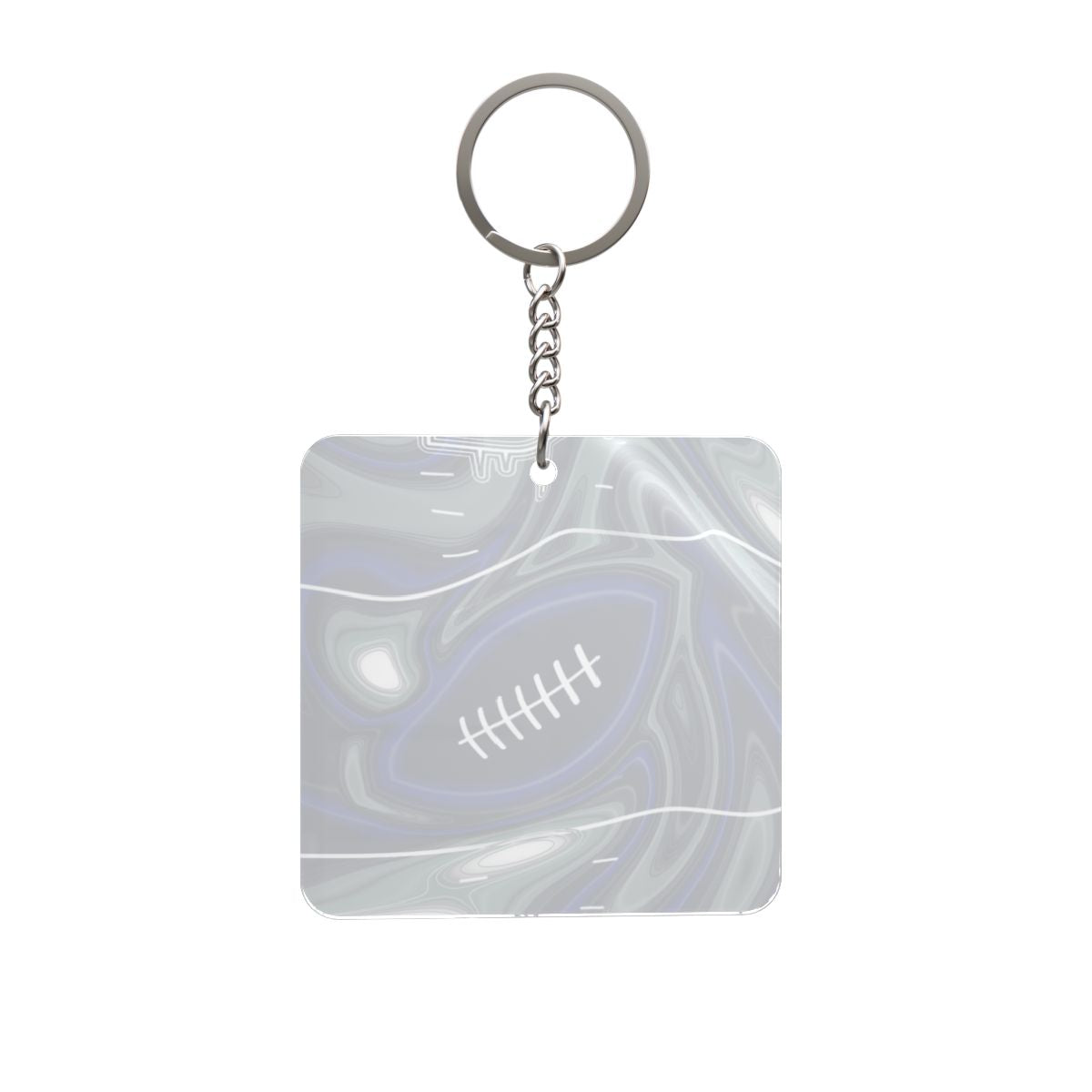 Royal Blue, Navy & Silver Trippy Football Square Keychain