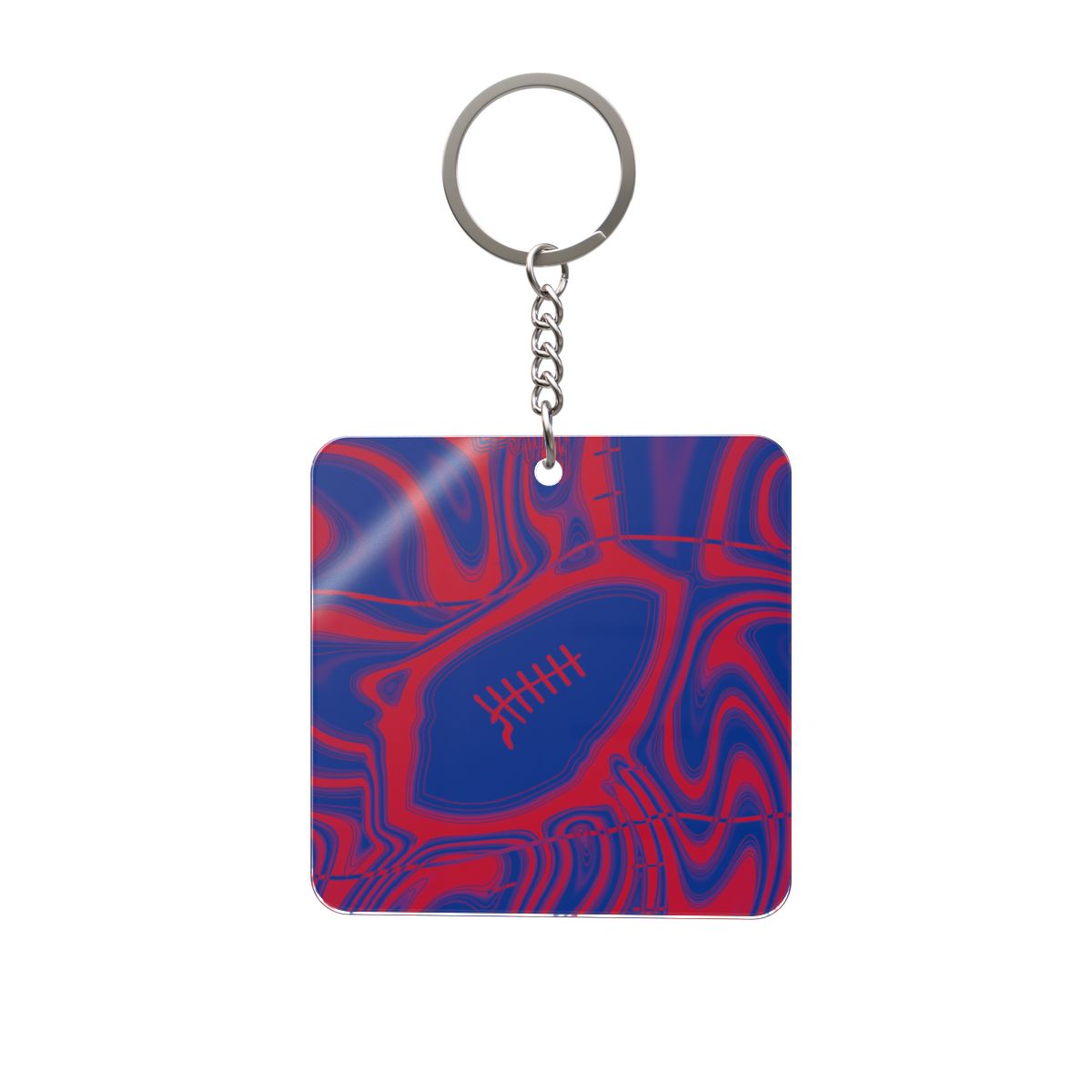 Royal Blue & Red Trippy Football Square Keychain