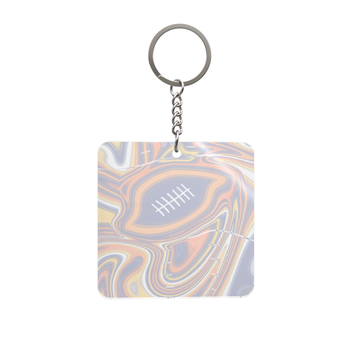Royal Blue & Yellow Trippy Football Square Keychain