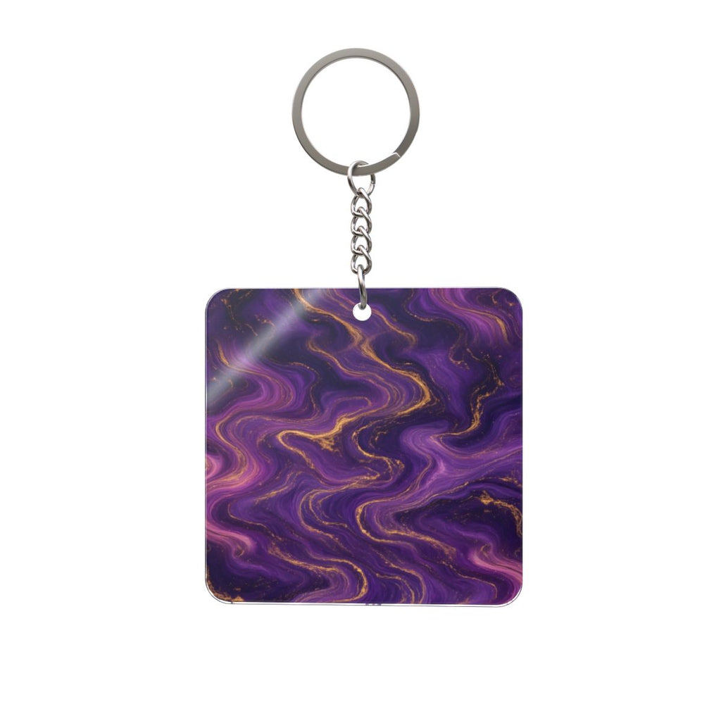 Royal Purple Marble Square Keychain