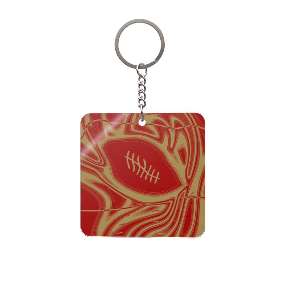 Scarlet & Gold Trippy Football Square Keychain