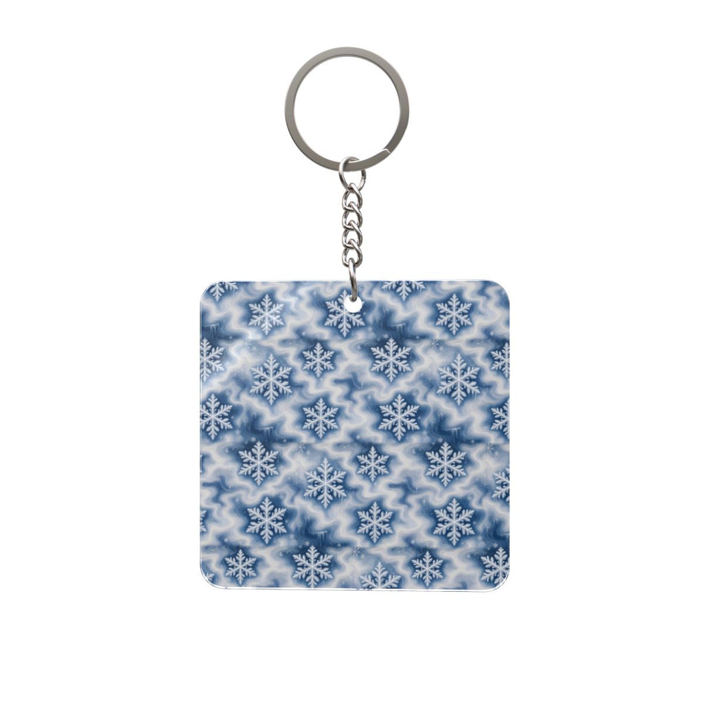 Snowflake Trippy Christmas Square Keychain