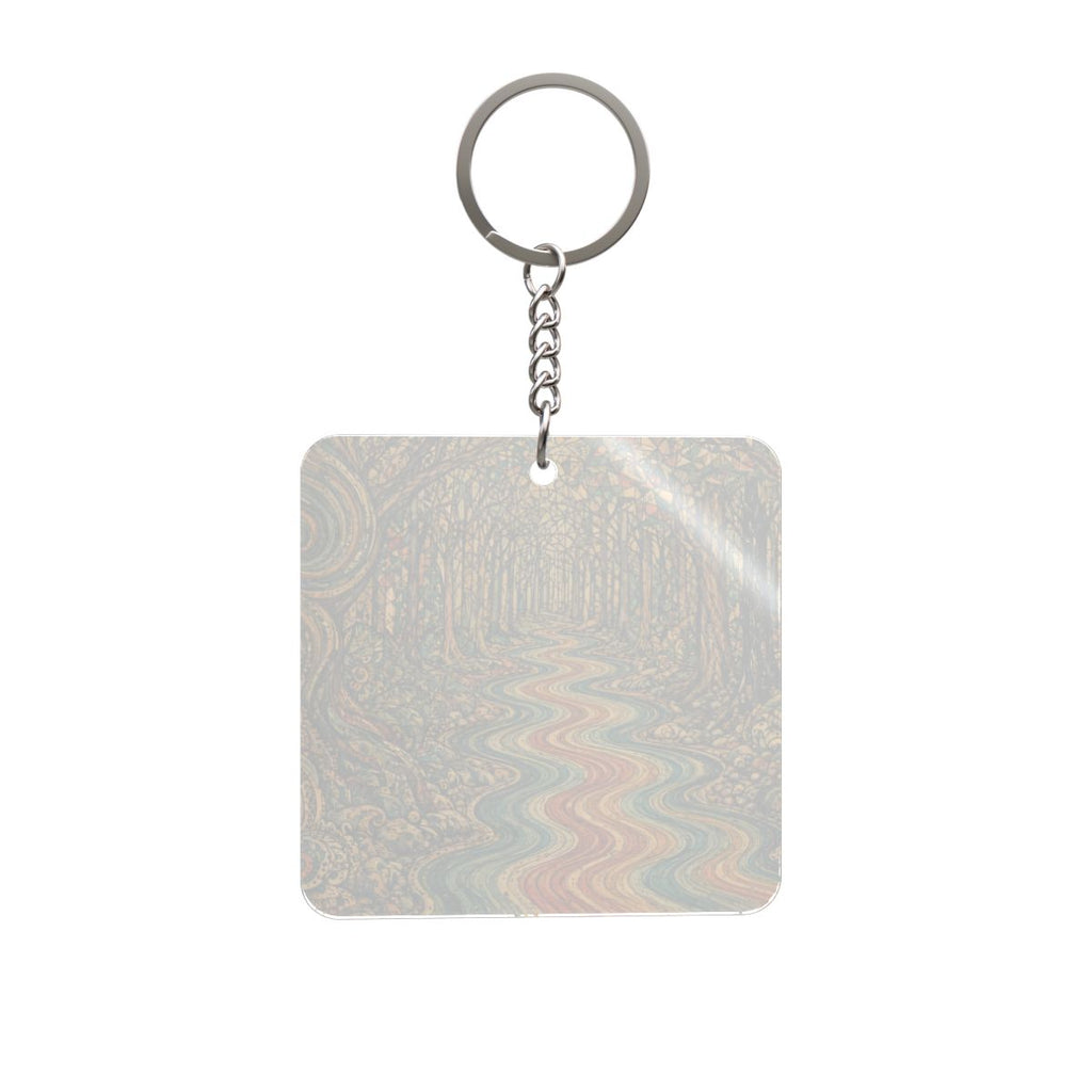 Spiral Forest Square Keychain
