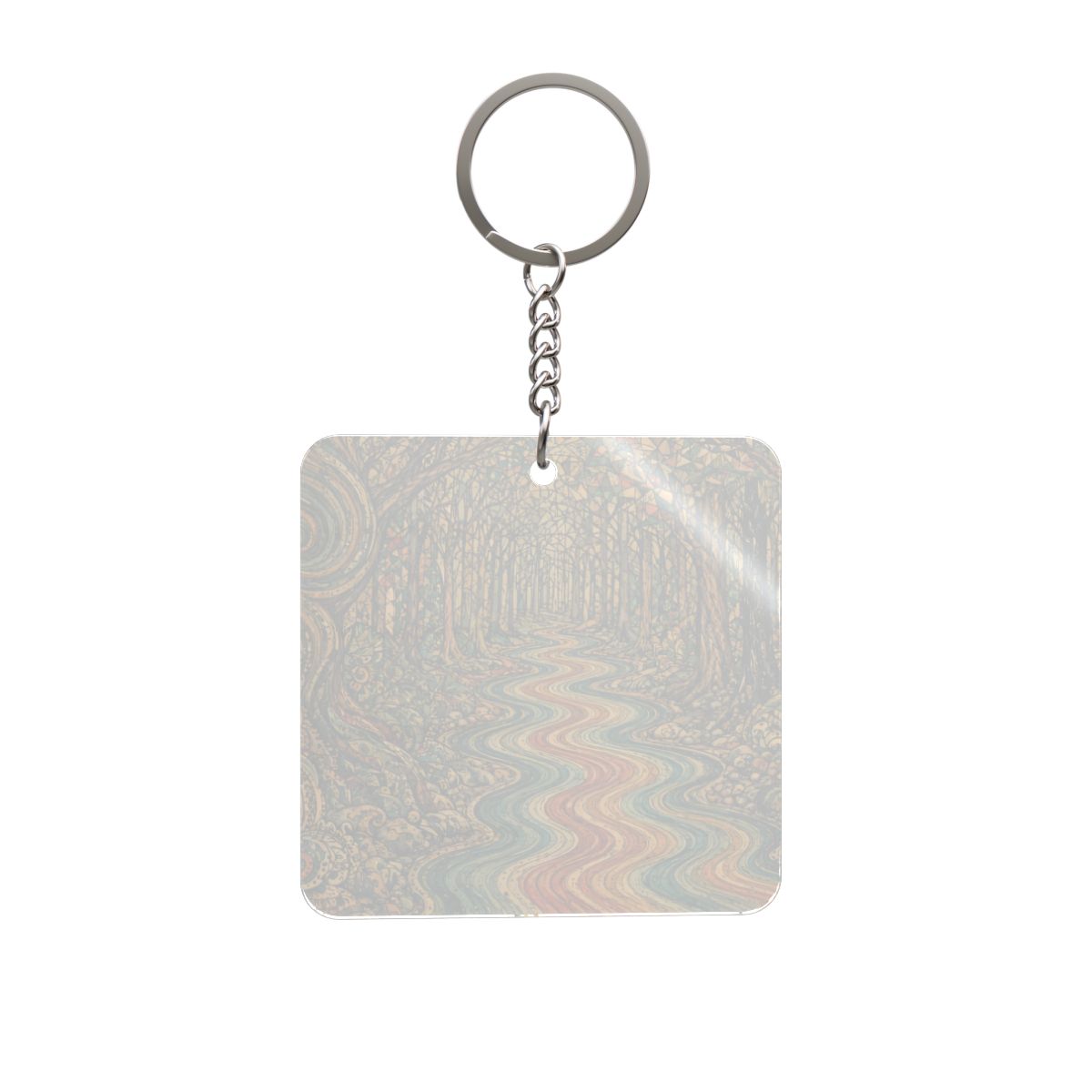 Spiral Forest Square Keychain