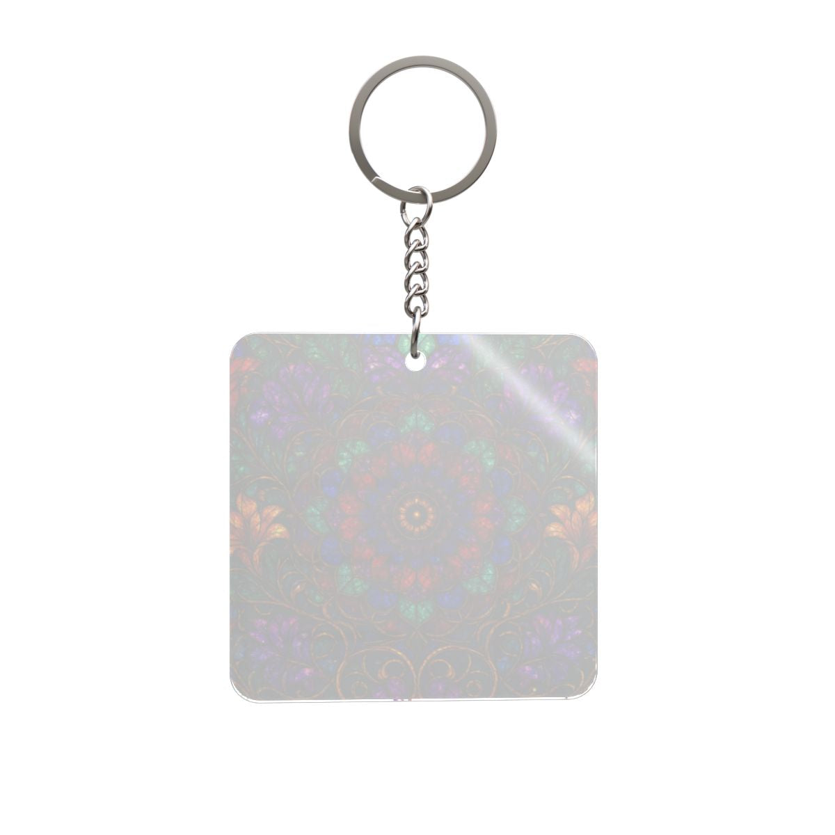Stained Glass Garden Square Keychain