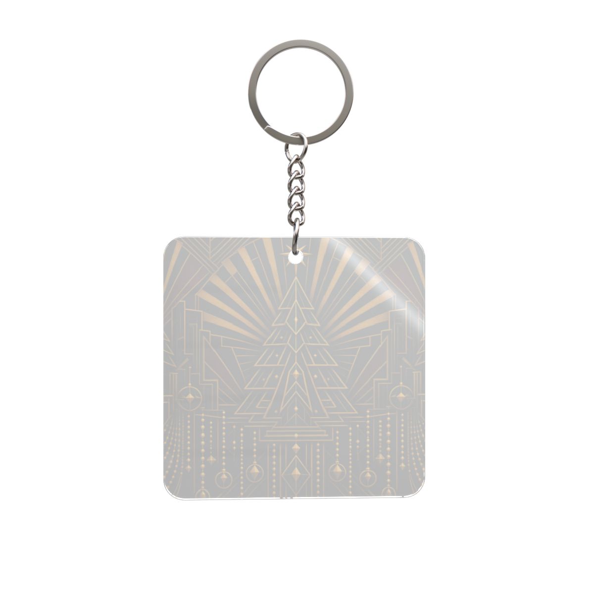 Trippy Christmas Art Deco Square Keychain